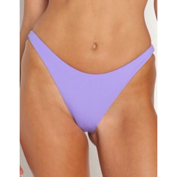 L*Space Camacho Amethyst Purple Ribbed Bikini Swimsuit Bottoms Size Medium - Picture 1 of 8